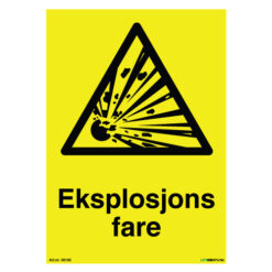 Eksplosjonsfare med symbol og tekst - Fareskilt - ISO 7010 - Unisign.no
