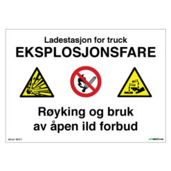 Ladestasjon for truck - Eksplosjonsfare - Varsel- og fareskilt