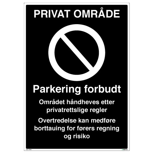 Parkering forbudt skilt forteller at du befinner deg på et privat området hvor det ikke er tillatt å parkere. Produseres i reflekterende aluminium. Best pris