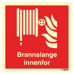 Brannslange innenfor skilt - Brannskilt - ISO 7010 - Unisign.no