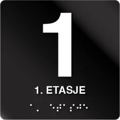 1 etasje taktile skilt - Etasjeskilt med tall og tekst