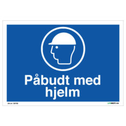 Påbudt med hjelm skilt med symbol og tekst - Påbudsskilt - Unisign as