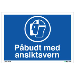 Påbudt med ansiktsvern - Påbudsskilt med symbol