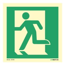 Nødutgangsskilt symbol venstre for rømningsvei - ISO 7010 - Unisign as