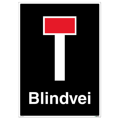 Blindvei skilt forteller at det er en blindvei og er fysisk stengt for gjennomkjøring. Beregnet for private eiendommer og produseres i reflekterende aluminium