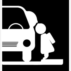 Kiss and Ride skilt - Privatrettslig skilt med symbol og tekst