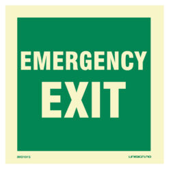 IMO skilt emergency exit med symbol. Tydelig skilting kan være avgjørende i en nødsituasjon. Produseres iht ISO 16069. Rask levering til hele Norge