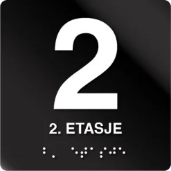 2 etasje taktile skilt - Etasjeskilt med tall og tekst