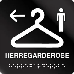 Taktilt skilt Herre Garderobe V