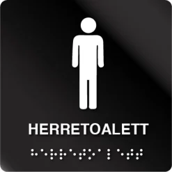 Taktilt skilt Herretoalett
