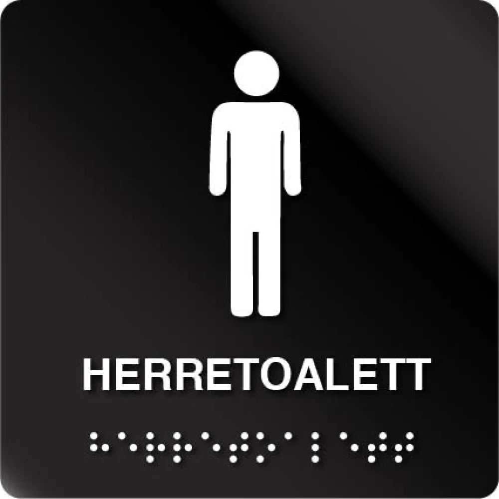 Taktilt skilt Herretoalett