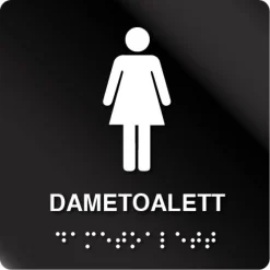 Taktilt skilt Dametoalett