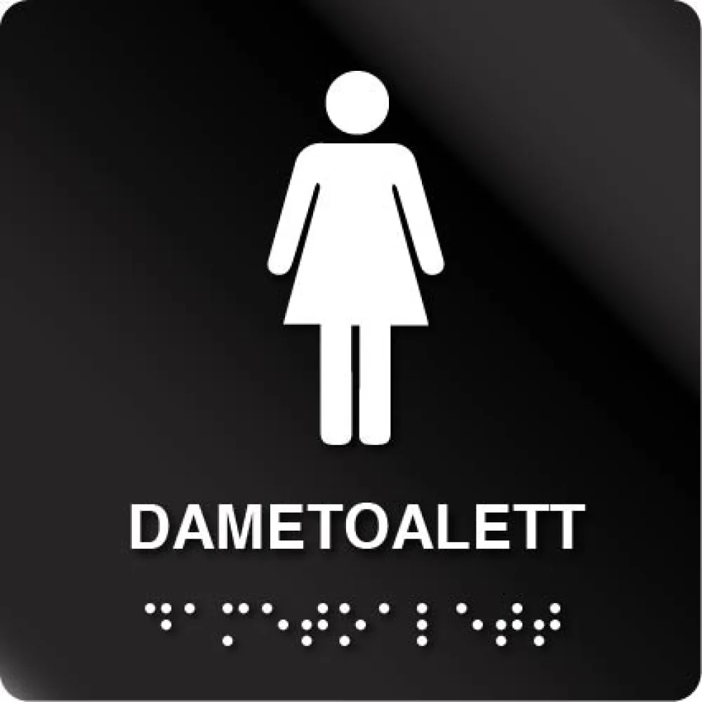 Taktilt skilt Dametoalett
