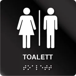 Toalett unisex taktilt skilt