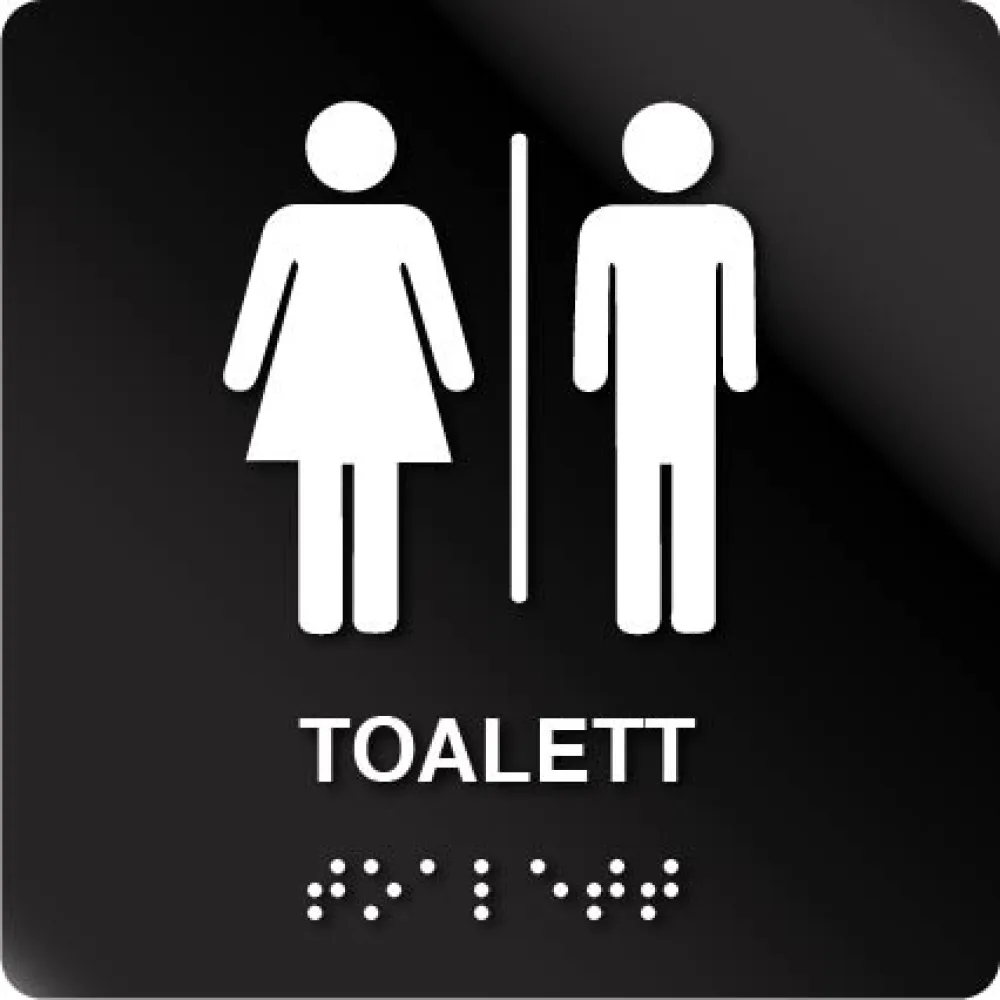 Toalett unisex taktilt skilt