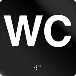 WC - Beskrivende skilt med tekst og grafikk