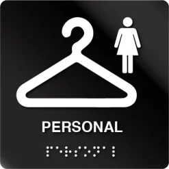 Taktil skilt personal damegarderobe