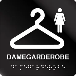 Damegarderobe taktile skilt