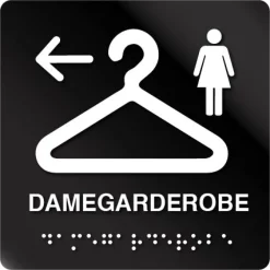 Damegarderobe V taktile skilt
