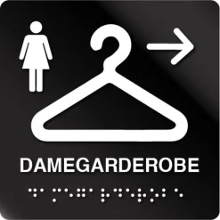 Damegarderobe H taktile skilt