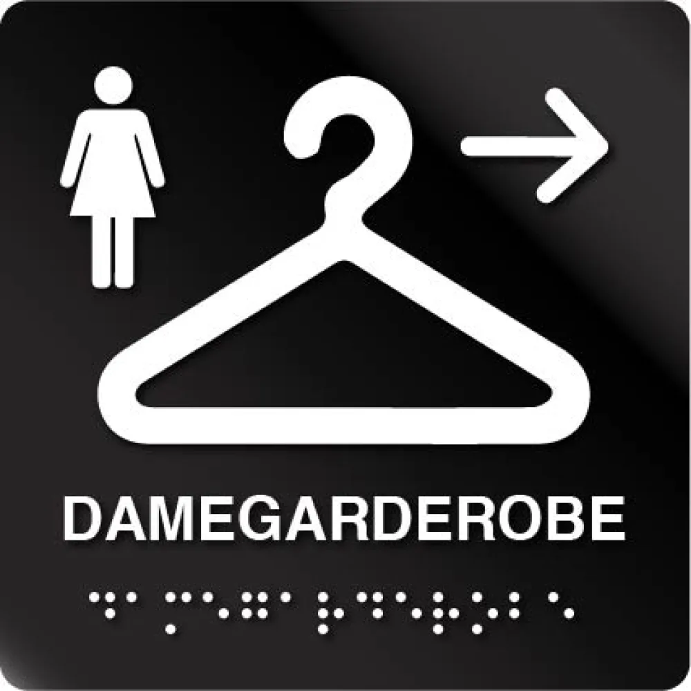 Damegarderobe H taktile skilt
